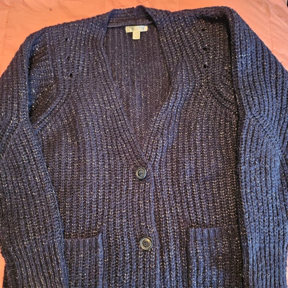 Oversized navy with silver stitching cardigan